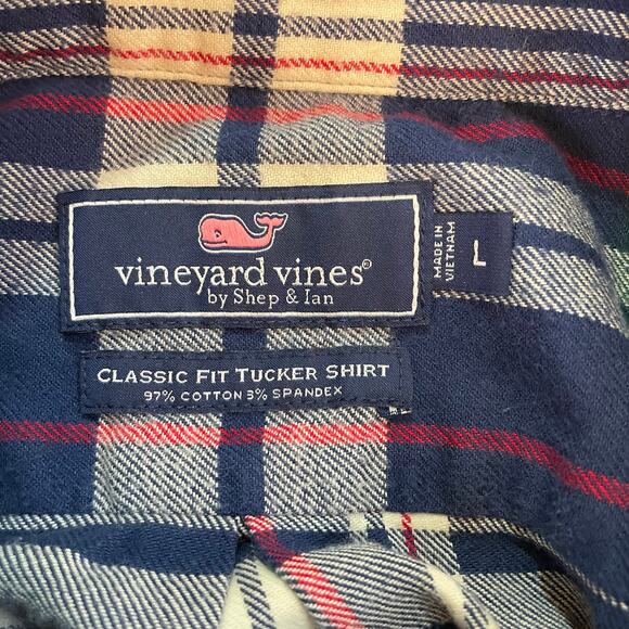 Vineyard Vines Classic Fit Tucker Shirt L Plaid Flannel Long Sleeve Cotton - Picture 3 of 10